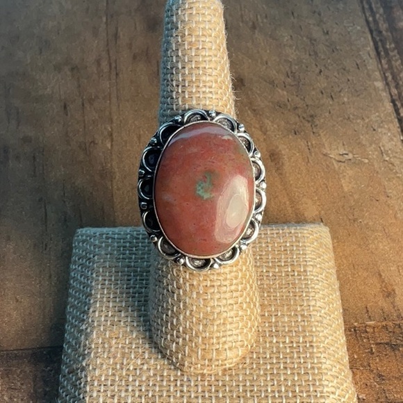 New Bloodstone Silver Overlay Ring Size 7 - Picture 4 of 4